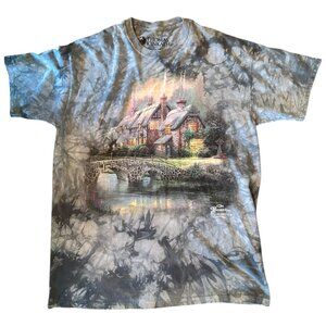 The Mountain Thomas Kinkade Tie Dye Cozy Cottage Graphic Tee XL USA